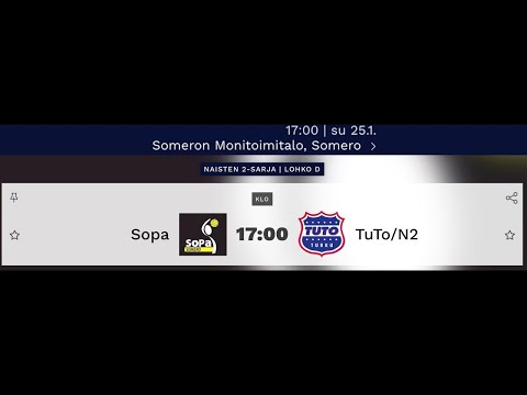 SoPa N2 - TuTo N2/  SU  25.1 .2026  klo 17:00  // Someron Monitoimitalo, Somero