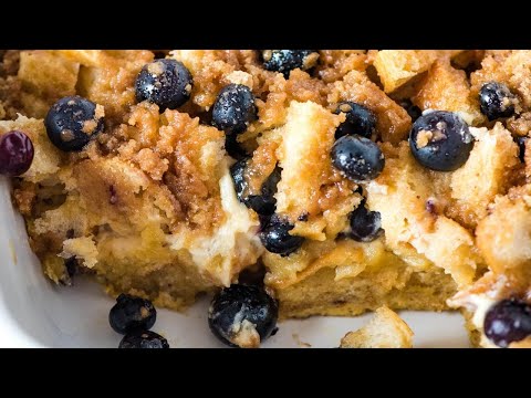 Blueberry French Toast Casserole with Cream Cheese