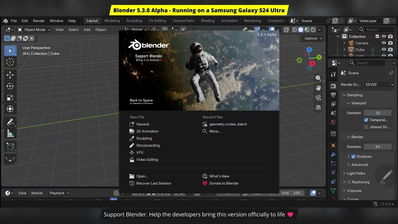 Blender 5.3.0 Alpha for Android