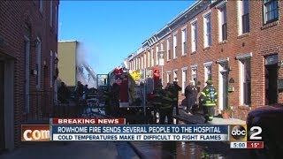 Locust Point row home fire sends several to hospital