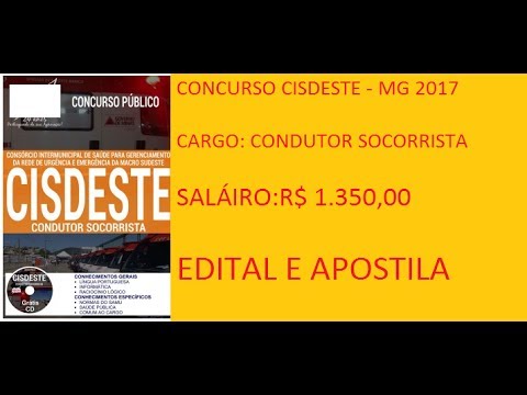 CONCURSO CISDESTE MACRO SUDESTE 2017   CONDUTOR SOCORRISTA