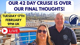 We Have Disembarked Holland America Noordam after 42 days! Join LIVE Tuesday 17th Feb 9pm!