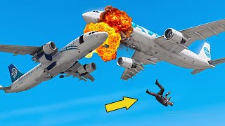 Pilot Falls Out of Burning A321 After Crashes in the Sky | Crash Landing in GTA 5