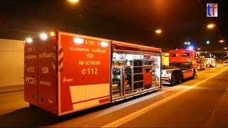 preview picture of video 'Stuttgart & Fellbach FD / Feuerwehr Stuttgart & Fellbach: MVA drill / Unfall Kappelbergtunnel, 2012.'