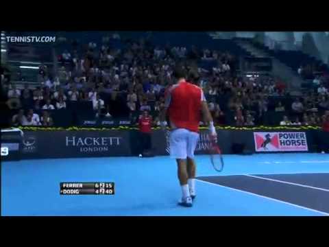 Ferrer vs Dodig In Valencia--Ferrer's Hot Shot Forehand Pass vs. Dodig In Valencia!!