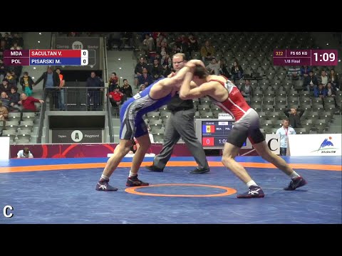 1/8 FS - 65 kg: V. SACULTAN (MDA) df. M. PISARSKI (POL) by FALL, 6-0