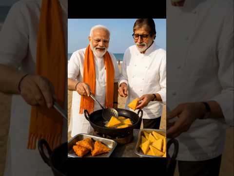Narendra Modi & Amitabh Bachchan Frying Samosa at the Beach | Viral Village Moments