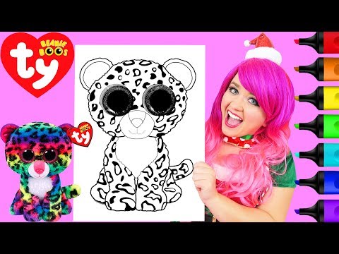 Coloring Ty Beanie Boos Dotty Rainbow Leopard Coloring Page Prismacolor Markers | KiMMi THE CLOWN Video