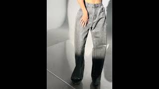 بنطلون جينز أسود مزين بترتر شفاف | ADARA بنطلون جينز أسود مزين بترتر شفاف | ADARA