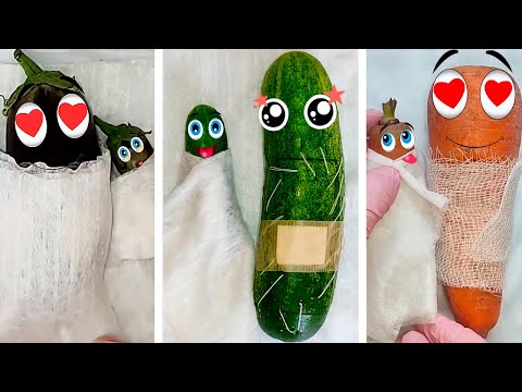Eggplant, carrots and cucumber gave birth to a child | C-Section | Fruit surgery