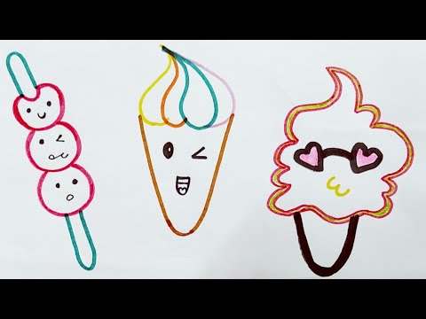 How to draw cute foods # easy ice cream drawing #