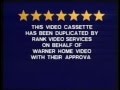 Warner Home Video Cassette Warning And Rank Video Services 1987 No Sound