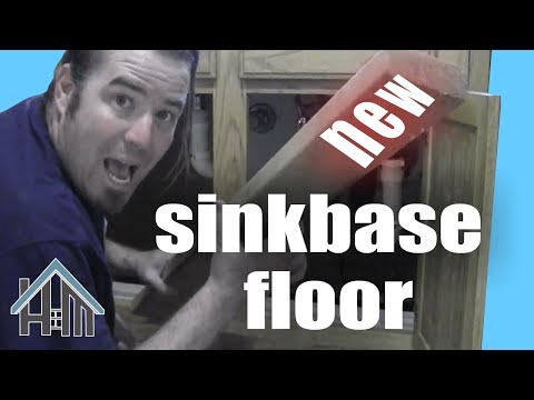 How to replace rotted sink base cabinet floor bottom.