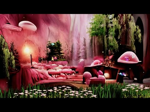 Enchanted Forest Music And Ambience - Mystical Pink Forest Ambience With Waterfall And Birds Sounds.