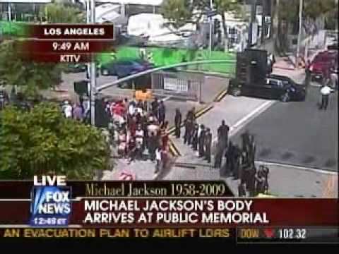 Michael Jackson's Golden Casket Arrives At Staples Center