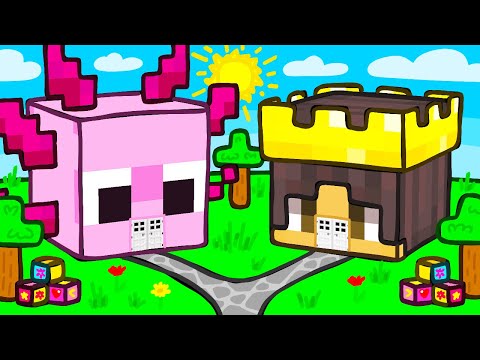 Mongo vs Axy BABY House Battle in Minecraft!