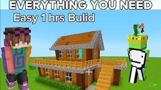 Minecraft House Tutorial : How To Build Large Survival Wooden House (#1)