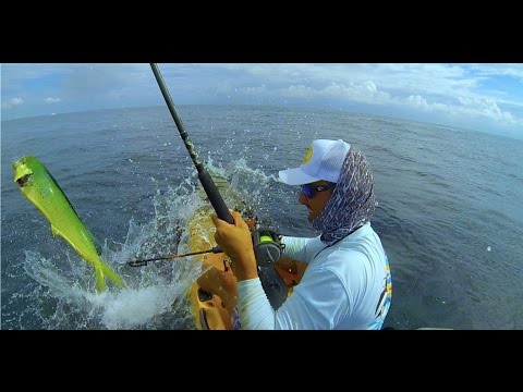 Kayak Fishing, Pompano Beach,FL. Two Mahis, Wahoo and a Kingfish!