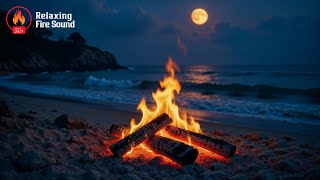 Full Moon Bonfire 🌕🔥 Relaxing Fire Sounds by the Sea
