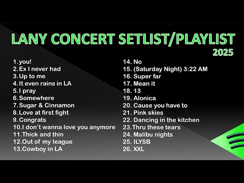 LANY Concert Setlist/Playlist 2025