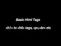 Basic HTML Tags h1 to h6, paragraph tags etc...