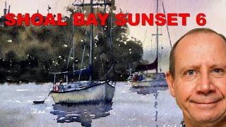 Watercolor Painting Shoal Bay Sunset Part 6 Reflections