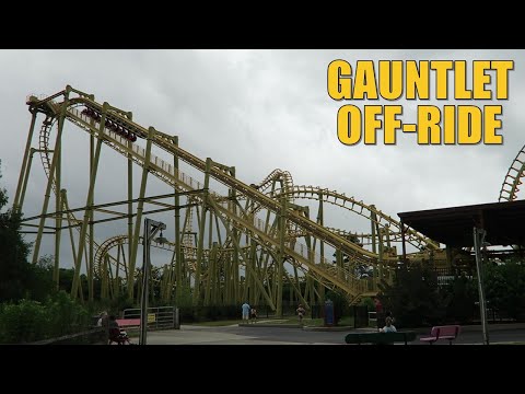 Off-ride footage of a Gauntlet train