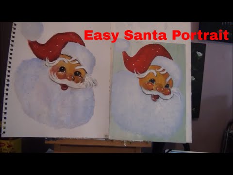 How to paint a Santa Portrait with Acrylic Paint step by step,