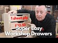 How to Make Easy Workshop Drawers from 1 Sheet of Plywood with Basic Tools - Free Cutting List