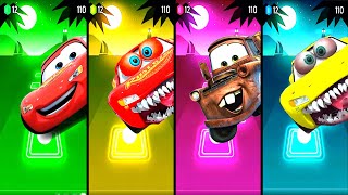 Lightning Mcqueen🆚Mcqueen Spider Eater🆚Tow Mater🆚Mcqueen Head Eater in Tiles Hop EDM Rush🎶