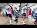 ANTHONY JOSHUA PUMMELING HEAVY BAG WITH MONSTER POWER PREPARING FOR TYSON FURY FIGHT