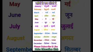 महीनों के नाम अंग्रेजी में/Names of Months in English/Months Name in English Hindi #meaning #month