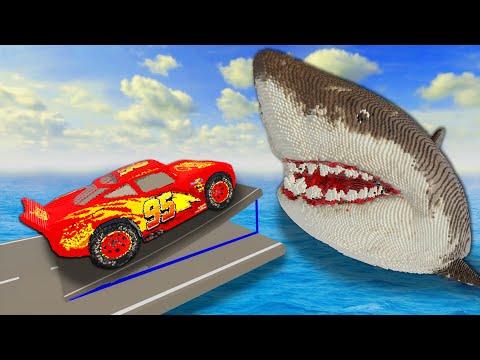 Big & Small Cars Jump over Pool of Sharks - Teardown