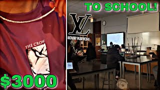 Wearing a CRAZY OUTFIT on my birthday to school (supreme, Louis Vuitton, jordan1s)