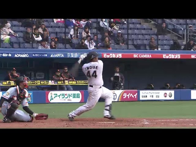 【豪快アジャ!!】マリーンズ井上 期待に応えてタイムリー2塁打!! ランナー荻野貴も好走塁!! 2014/3/12 M-G