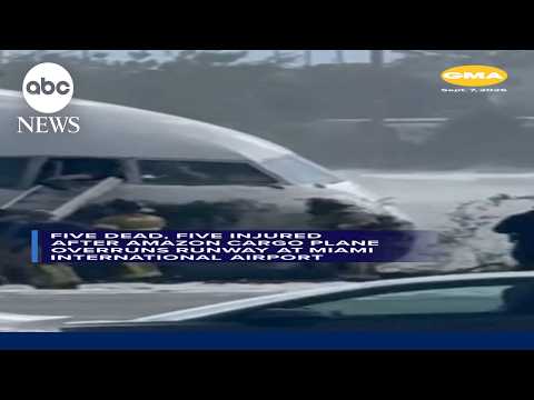 Five dead, five injured after Amazon cargo plane overruns runway