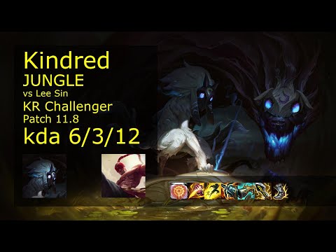 Kindred Jungle vs Lee Sin - KR Challenger 6/3/12 Patch 11.8 Gameplay // [롤] 킨드레드 vs 리 신 정글