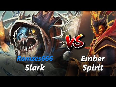 Ramzes666 safelane Slark vs Ember Spirit/Warlock | First 10 minutes