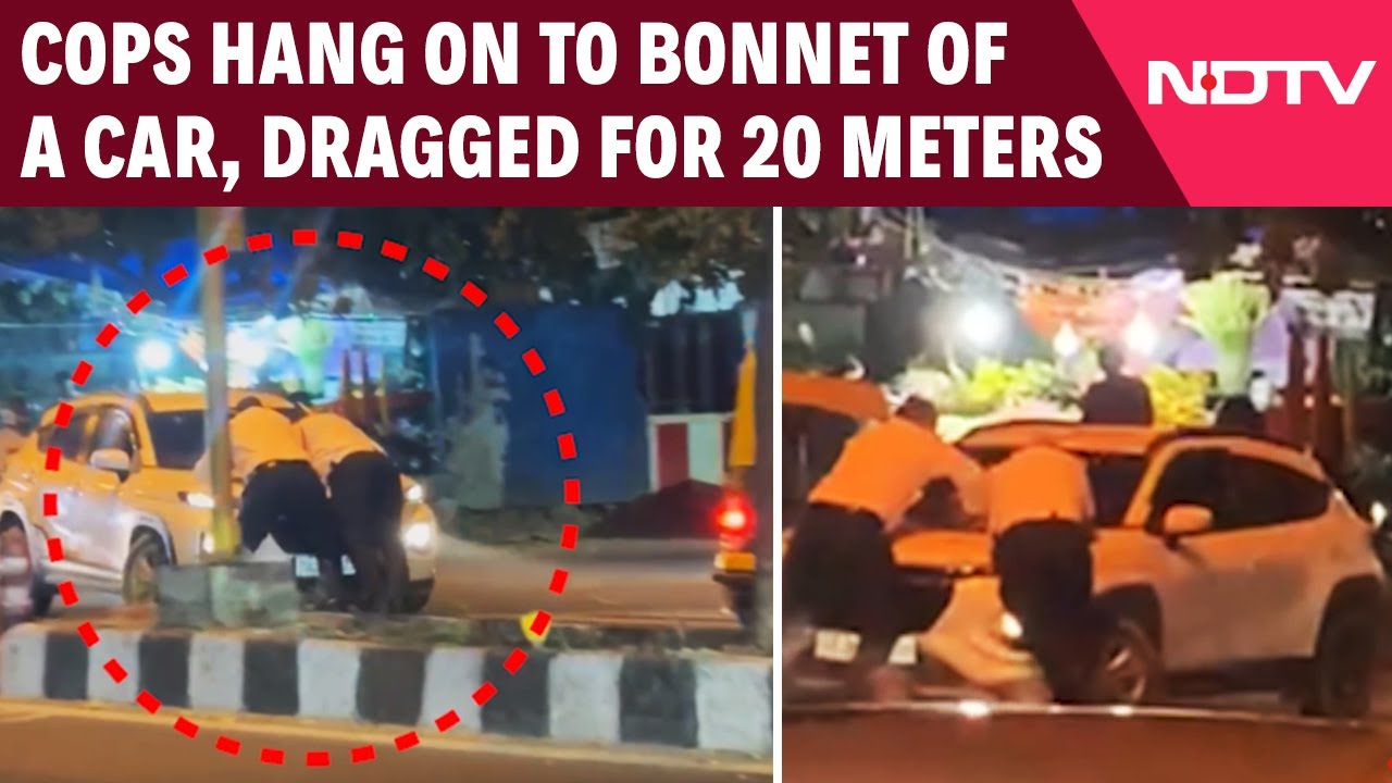 Delhi Police  | Delhi News | Delhi Traffic Cops Stop Car That Jumped Signal, Bonnet Ride Follows