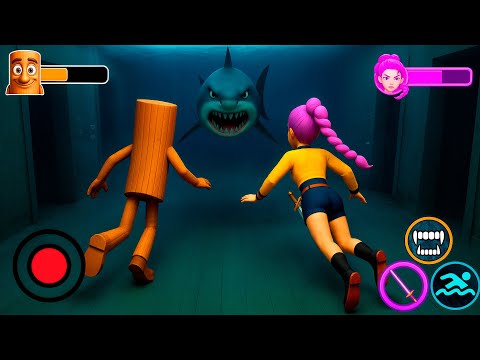 Long Slide Game With Cow Elephant Tung Tung & Ballerina- Playing as Brainrot in Granny House. 3d Fun