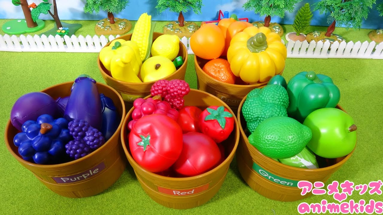 Learn the names, numbers and colors of vegetables and fruits♪ @animekids