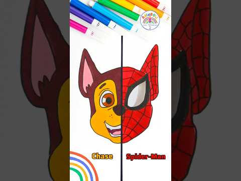 Drawing Chase VS. Spiderman Easy | Draw Chase and Spiderman 🌈🐶 #pawpatrol #draw #shorts #spiderman