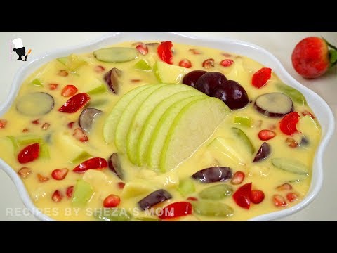 ফ্রুট কাস্টার্ড ঘরে তৈরি কাস্টার্ড পাউডার দিয়ে (ডিম ছাড়া) | Fruit Salad with Custard | Fruit Custard