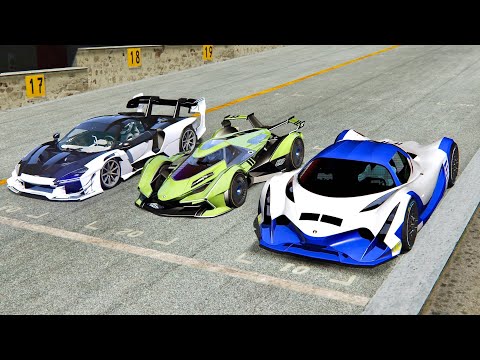 Devel Sixteen vs Lamborghini V12 Vision GT vs McLaren Senna GTR - Spa