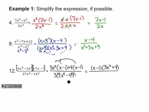 Algebra 2: Section 7.3 - Multiplying and Dividing Rational Expressions