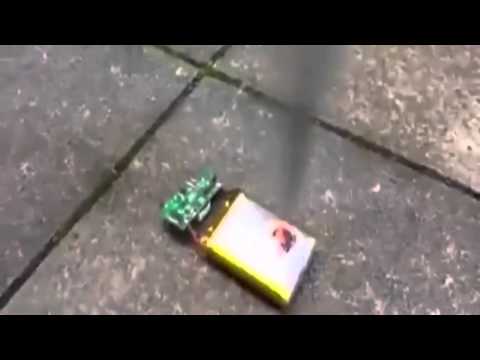 Watch the EXPLOSIVE moment a phone battery is stabbed with a kitchen knife