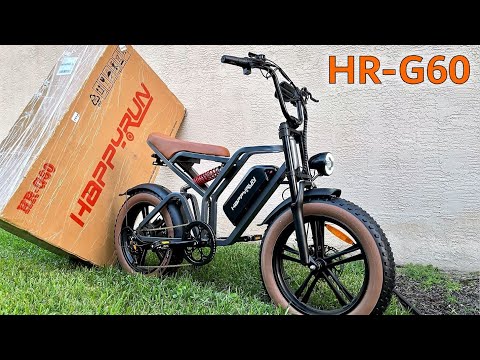 Elektrinis dviratis HappyRun G60, 20", 750W, 18Ah, pilkas video