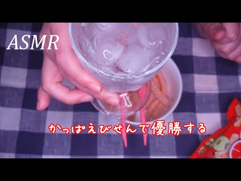 音フェチASMR かっぱえびせん食べる＆牛乳と炭酸水飲む音 サクサク ごくごく お菓子を食べる咀嚼音（声なし-No Talking）イヤホン、ヘッドホン推奨