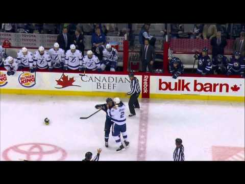 NHL Fight Winnipeg Jets Evander Kane vs Tampa Bay Lightning Eric Brewer  on January  7 2014