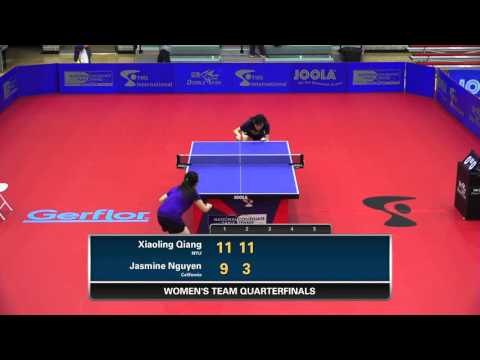 2016 NCTTA Nationals Women's Teams 1/4 Final - Xiaoling Qiang (NYU) vs Jasmine Nguyen (UC Berkeley)